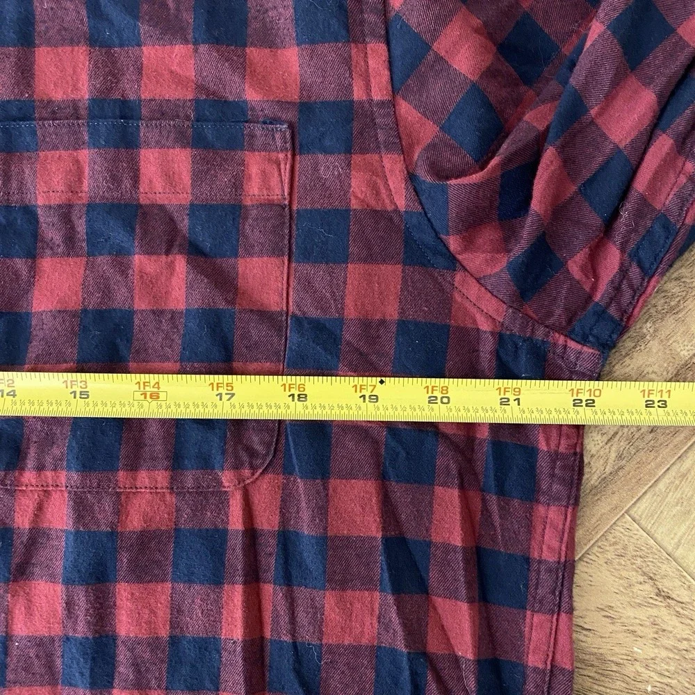 Banana Republic Flannel Mens L Untucked Fit‎ Buffalo Check Red Blue Button Down